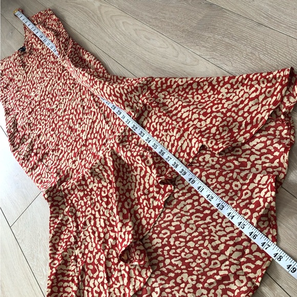 Pretty Little Thing Red Leopard Frill Hem Midi Dress Size 4 - Picture 11 of 12